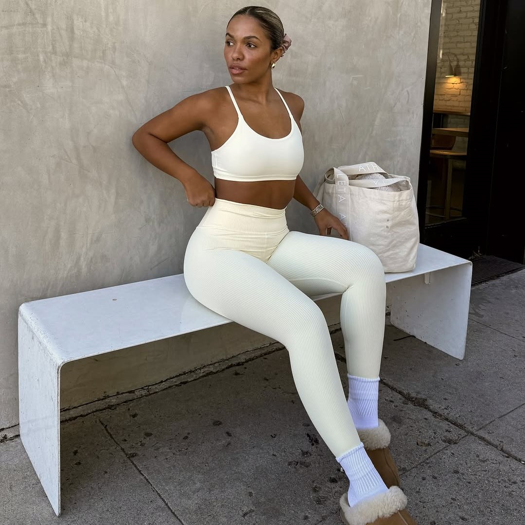 Athleta white feminine exercise clothing